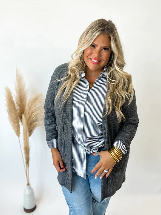 FALL Lola Waffle Cardi CURVY- PLUS SIZE