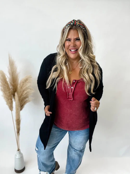 FALL Lola Waffle Cardi CURVY- PLUS SIZE