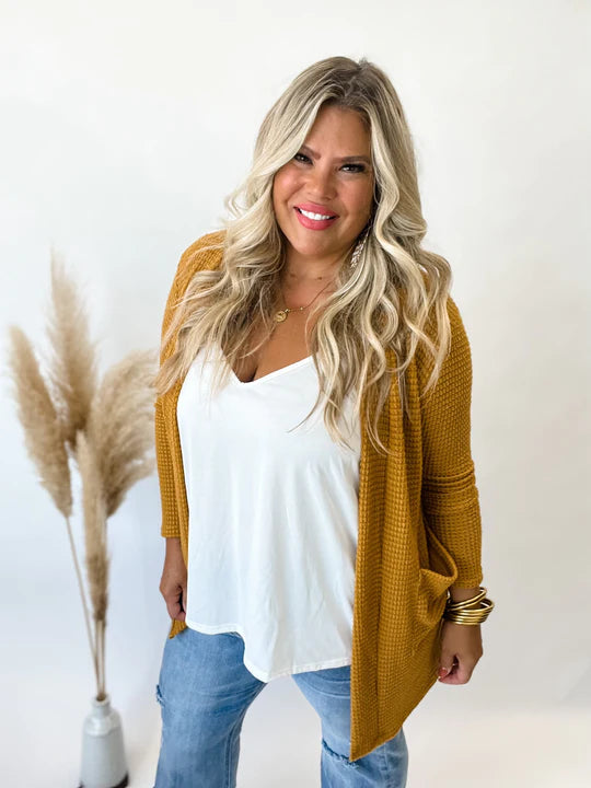 FALL Lola Waffle Cardi CURVY- PLUS SIZE