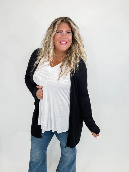 Sierra Ribbed Cardigan - Curvy - 5 Colors