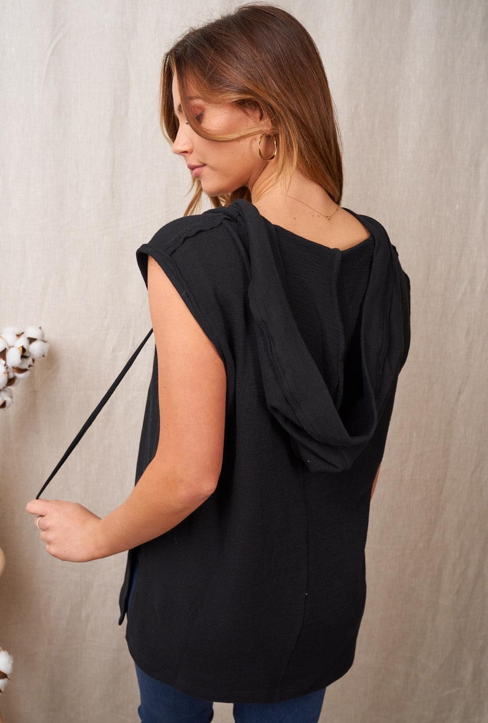 SALE Lace Up Front Sleeveless Hoodie-CURVY