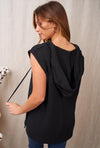 SALE Lace Up Front Sleeveless Hoodie-CURVY