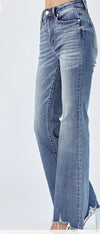 SALE Risen Jeans Mid Rise Raw Hem Flare Jeans