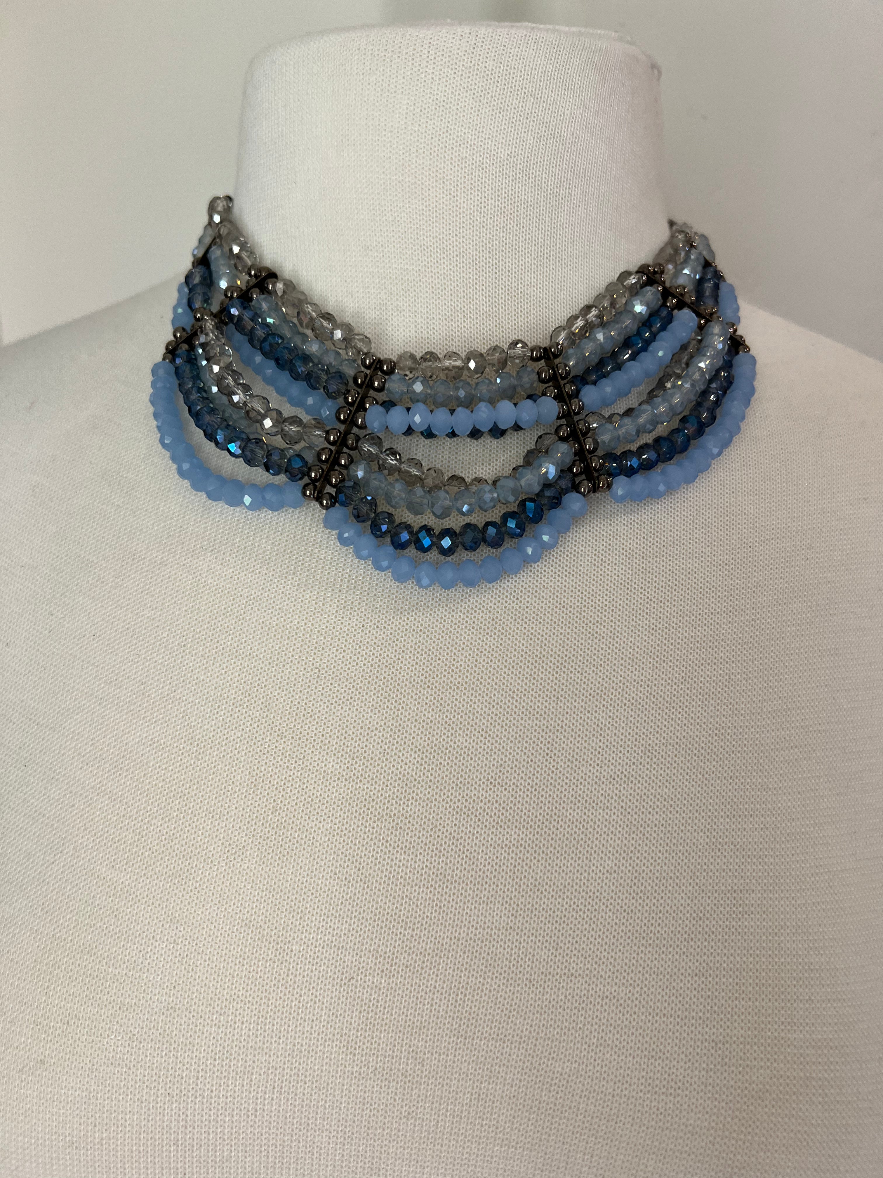 NEW Multi Blue Beaded Necklace