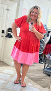 NEW VNeck ColorBlock Babydoll Dress- Curvy