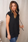 SALE Lace Up Front Sleeveless Hoodie-CURVY
