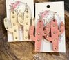 NEW Suede Cactus Earrings - Pink Ivory