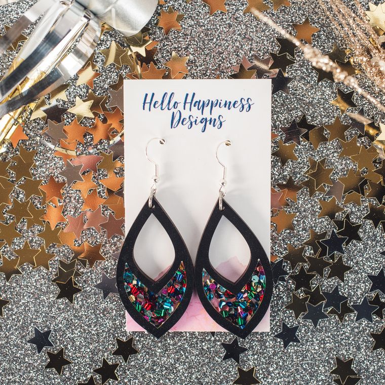 Confetti Bomb Chunky Glitter Cutout Inset Dangles
