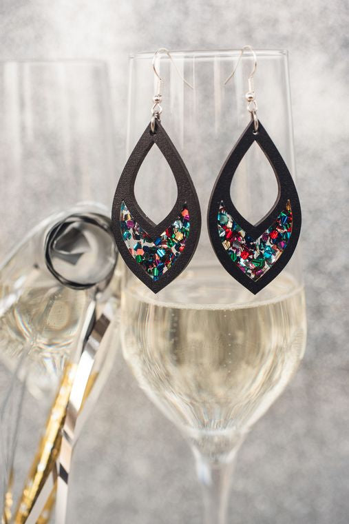 Confetti Bomb Chunky Glitter Cutout Inset Dangles