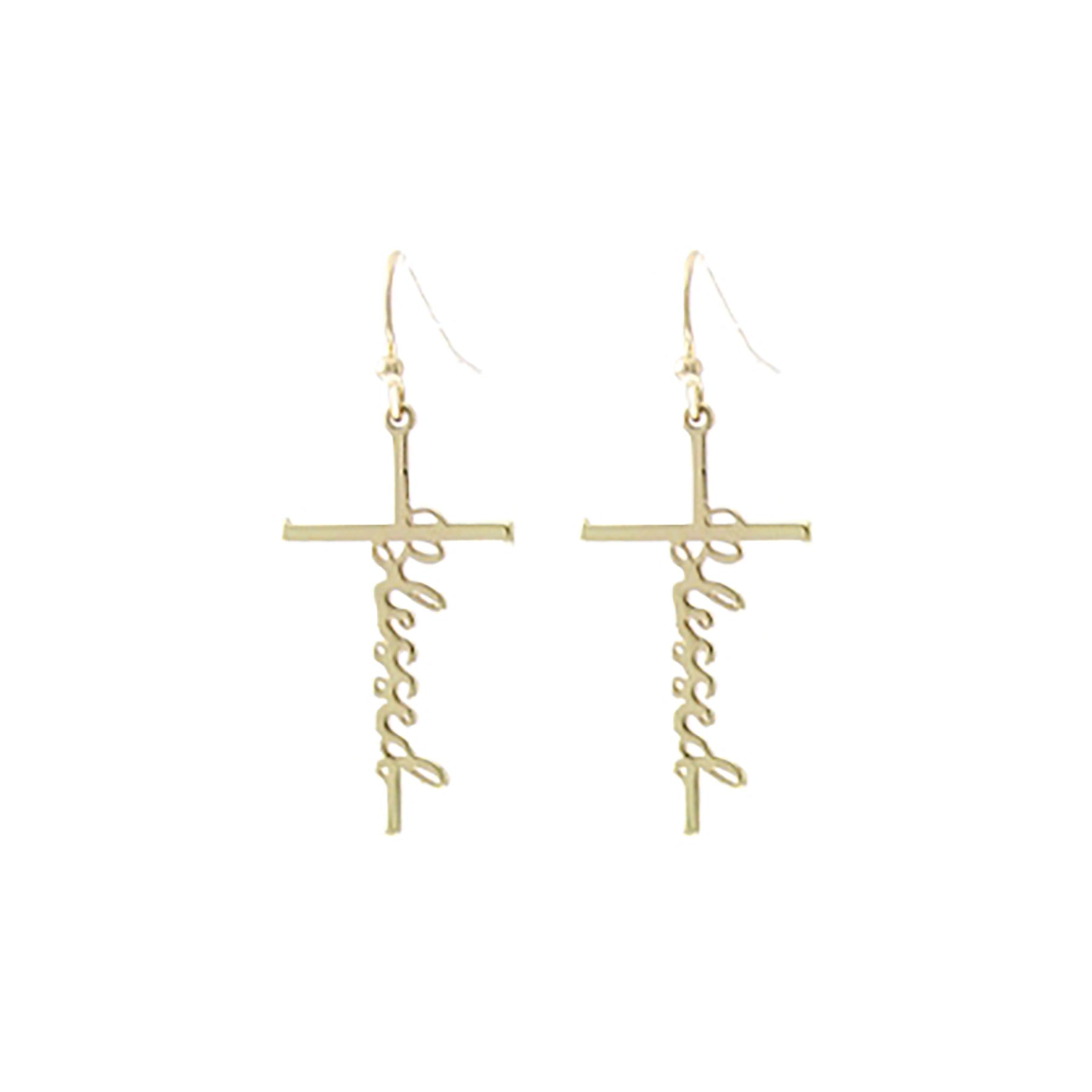 Blessed Cross Fish Hook Earrings - 2 colors