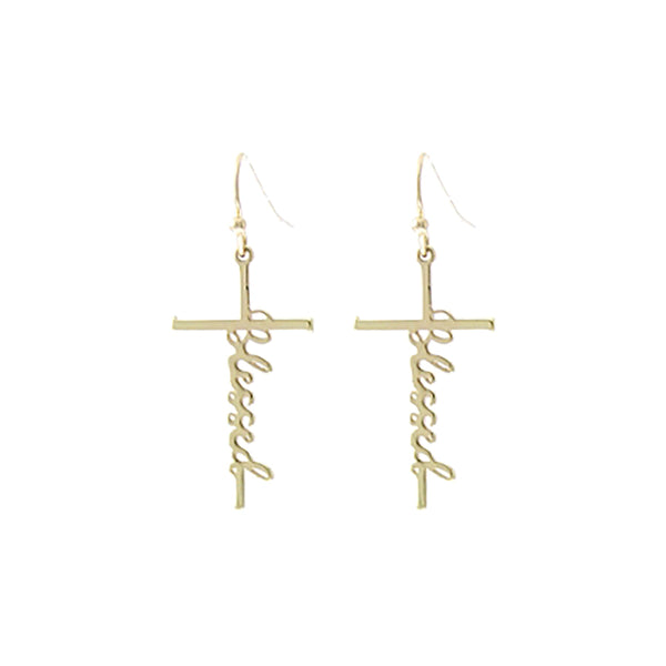 Blessed Cross Fish Hook Earrings - 2 colors