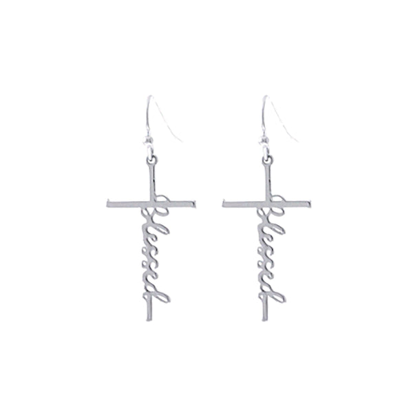 Blessed Cross Fish Hook Earrings - 2 colors