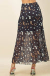 Western Mesh Maxi Skirt - Blush & Cactus