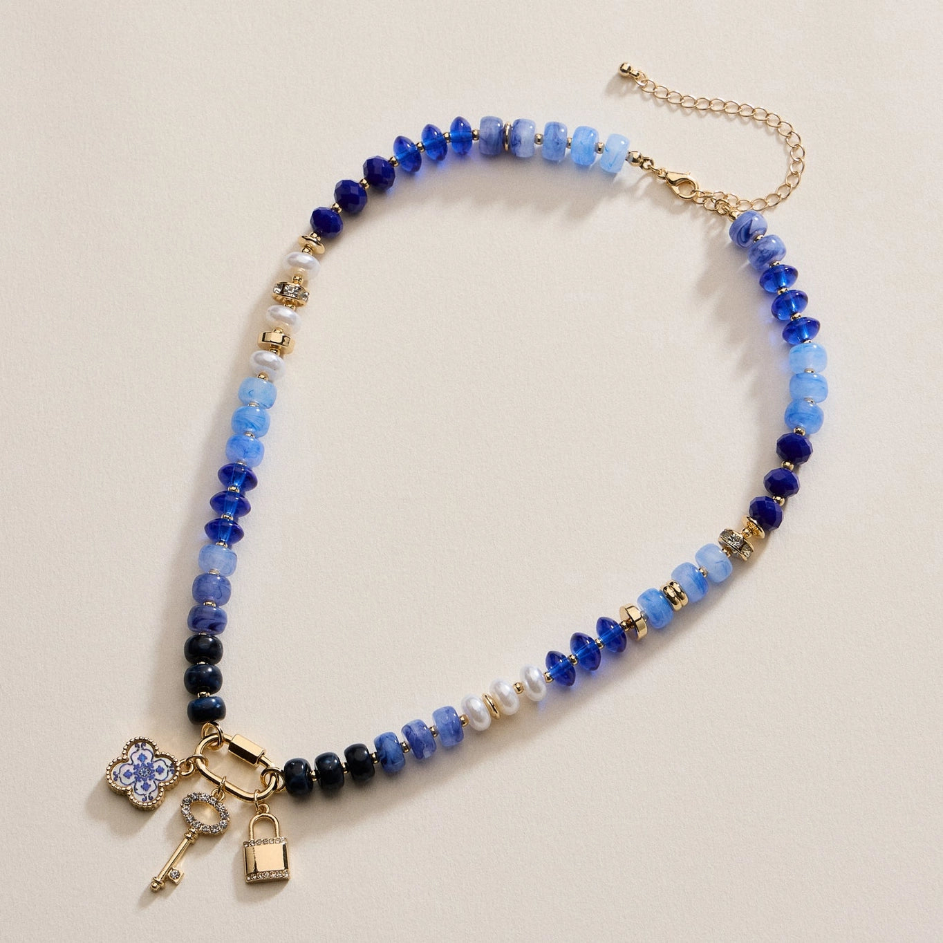 Layered Glass Bead Necklace | Trio of Charms