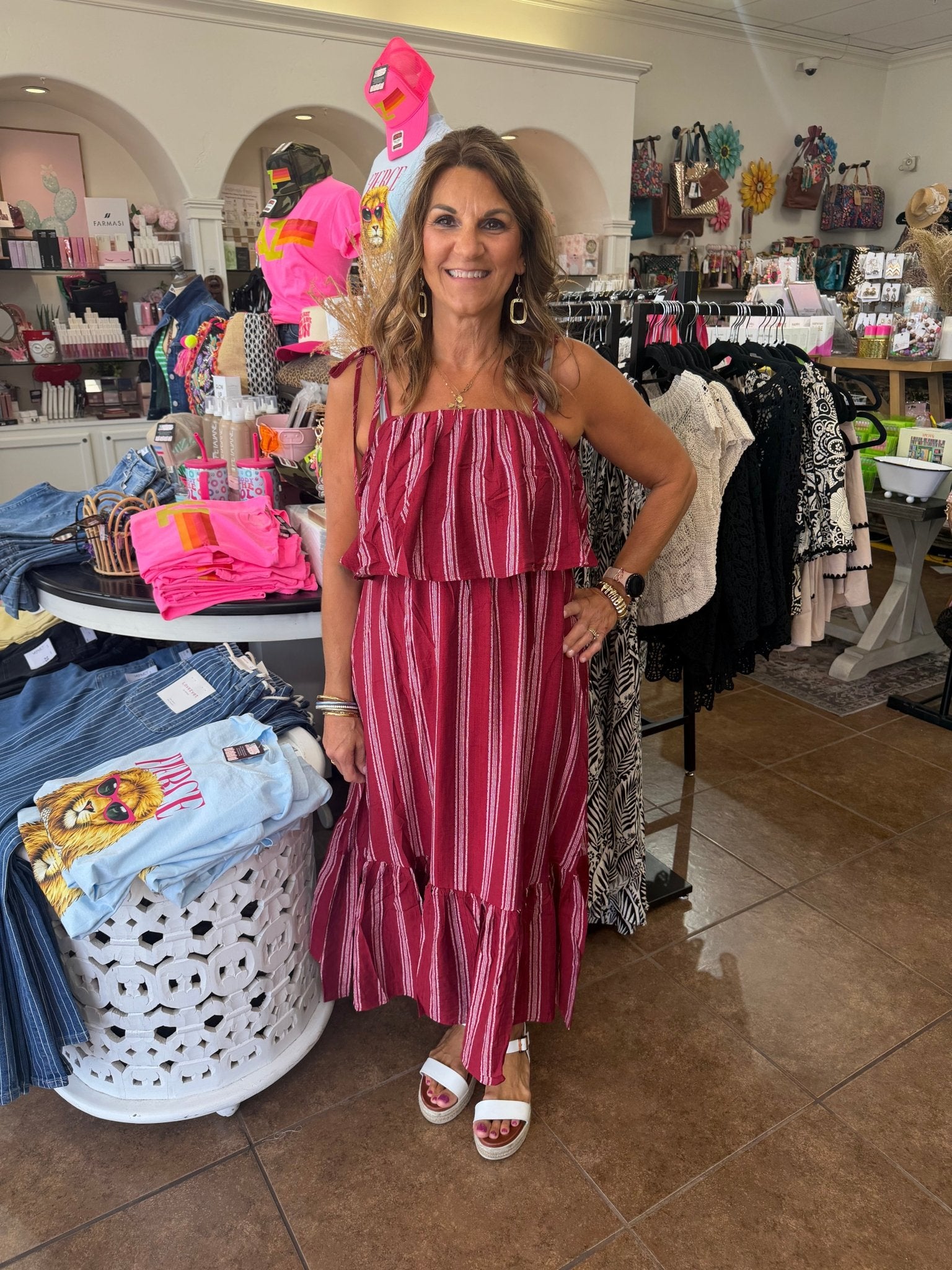 Summer Sips Striped Maxi Dress - Blush & Cactus