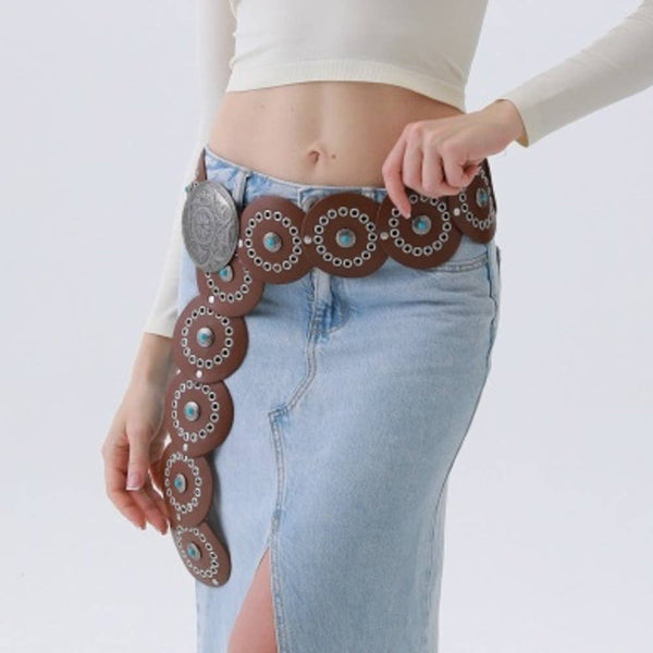 WESTERN CIRCLE BELT TURQUOISE EMBELLISHED - Blush & Cactus
