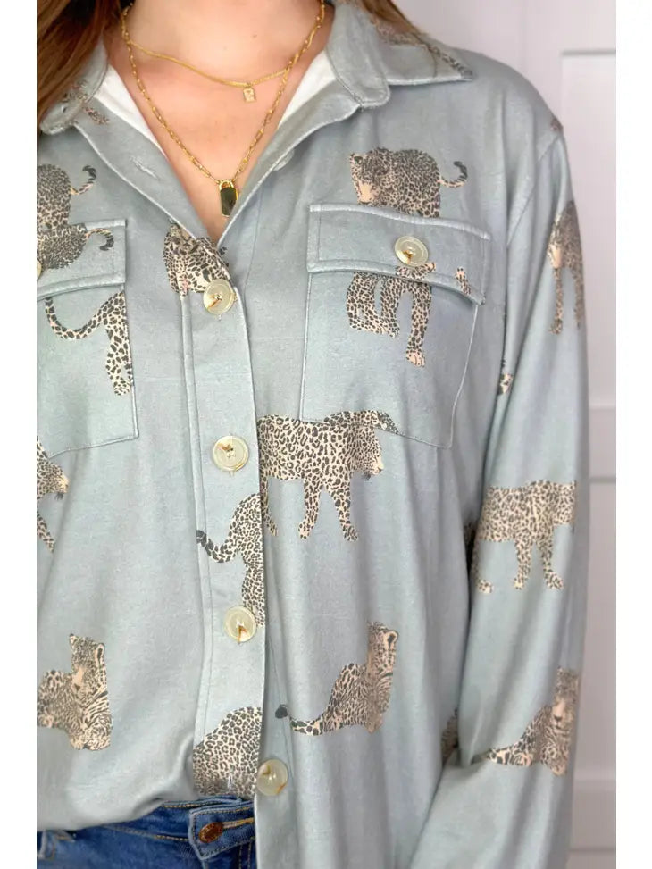 Take A Walk Cheetah Button Shirt/Shacket
