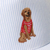 Golden Retriever Embroidered Seersucker Stripe Trucker Hat