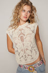 POL Crochet Round Neck Top