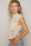POL Crochet Round Neck Top