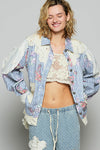 POL Shacket top in denim with print