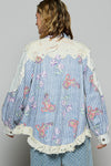POL Shacket top in denim with print