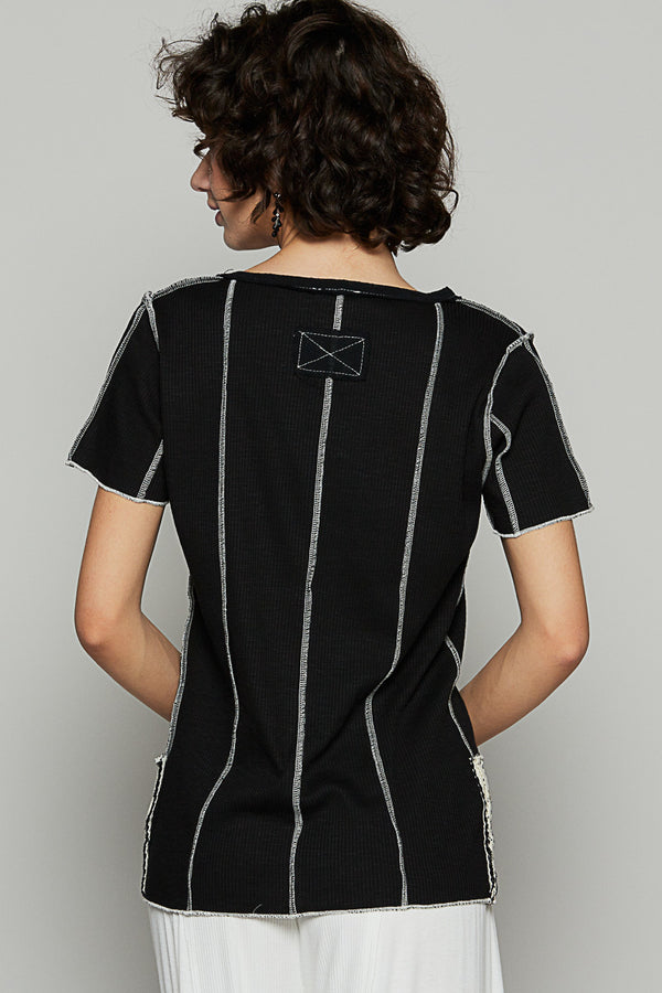 POL V-neck short sleeve regular fit top