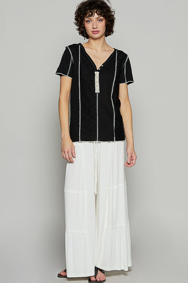 POL V-neck short sleeve regular fit top