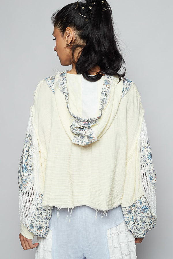 POL Designed in Placket jacket floral pattern