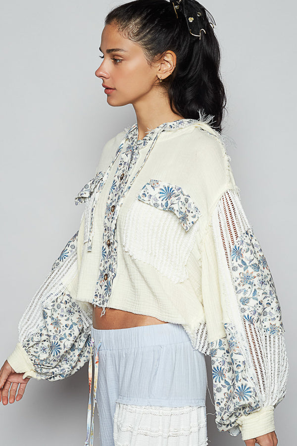 POL Designed in Placket jacket floral pattern
