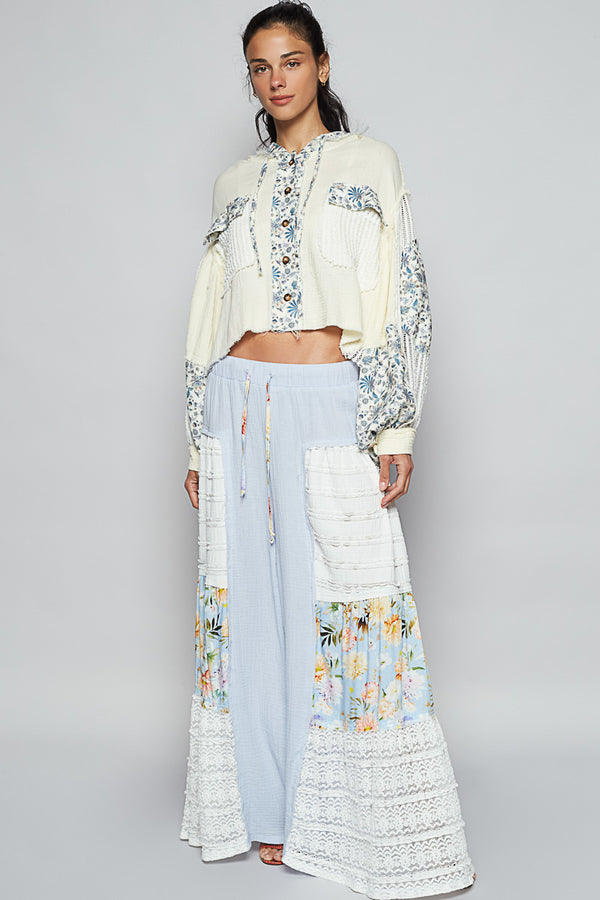 POL Designed in Placket jacket floral pattern