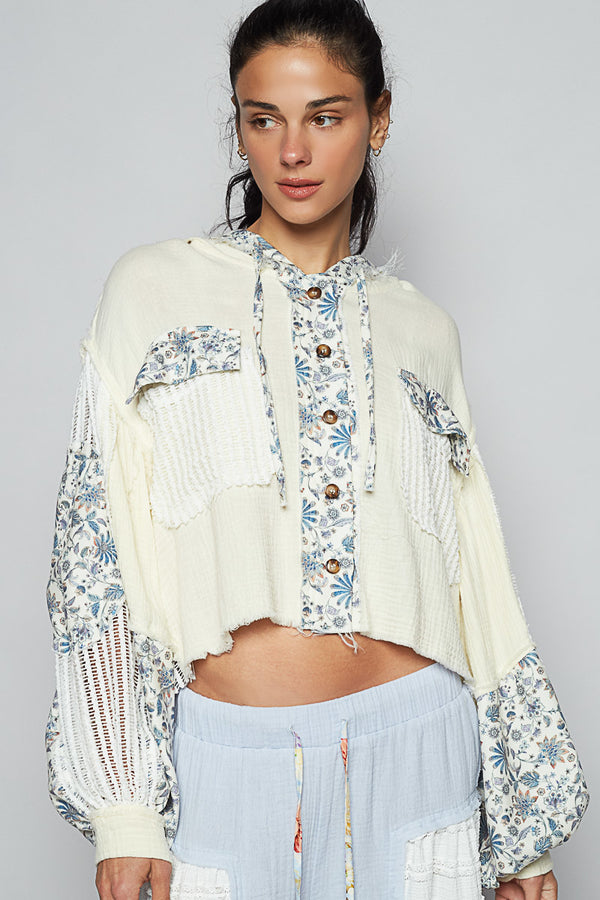 POL Designed in Placket jacket floral pattern