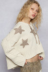 POL Designed in V - neck hoodie, cropped fit top - Blush & Cactus