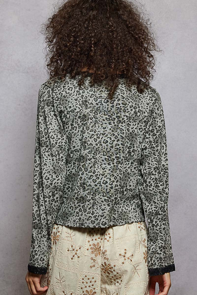 POL Round Neck LS Top - Blush & Cactus