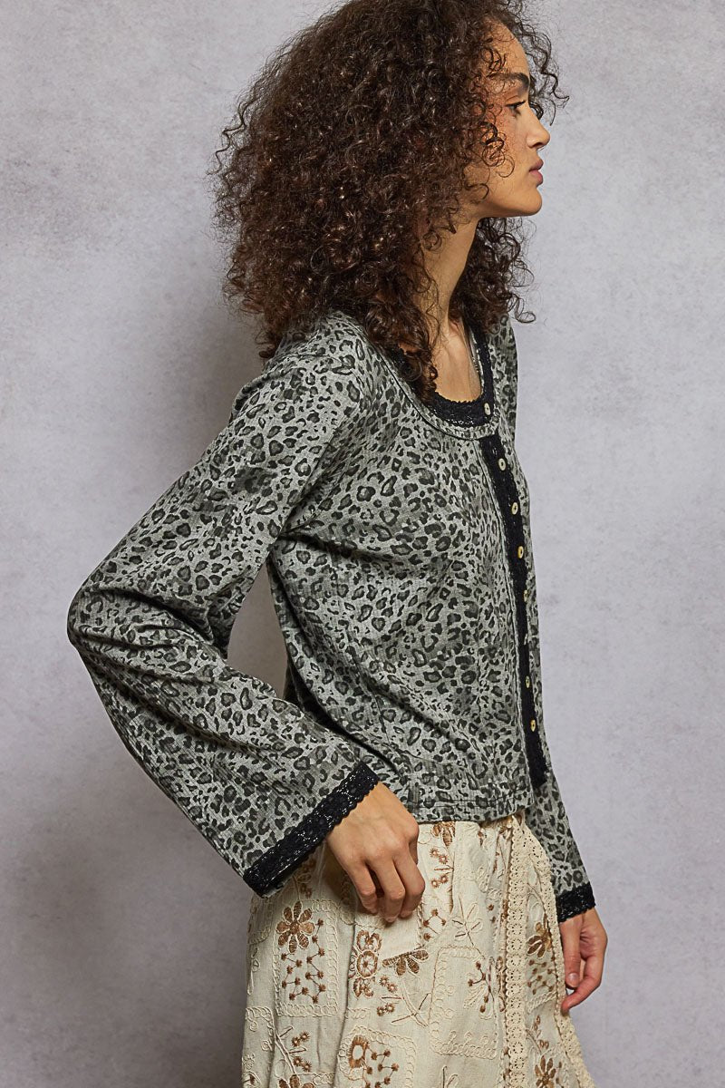 POL Round Neck LS Top - Blush & Cactus