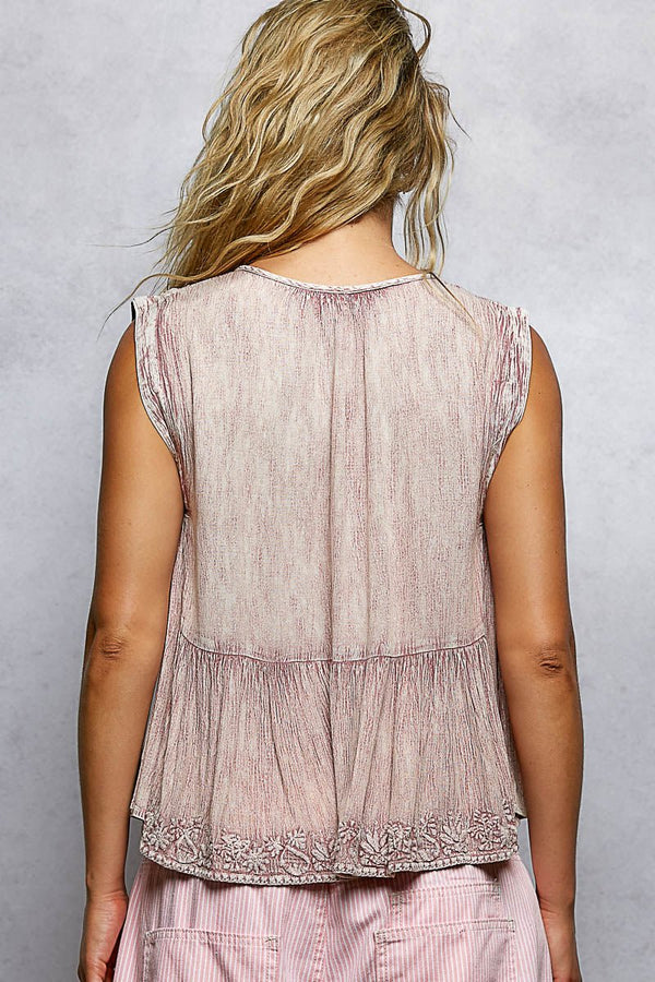 POL V - neck sleeveless relaxed fit top - Blush & Cactus