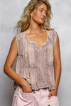 POL V - neck sleeveless relaxed fit top - Blush & Cactus