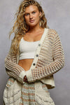 POL Vneck long sleeve Regular fit Sweater Cardigan top - Blush & Cactus