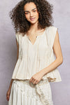 POL V - neck sleeveless relaxed fit top - Blush & Cactus