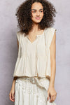 POL V - neck sleeveless relaxed fit top - Blush & Cactus