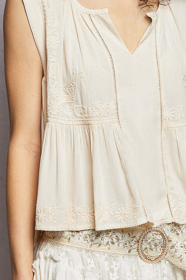 POL V - neck sleeveless relaxed fit top - Blush & Cactus
