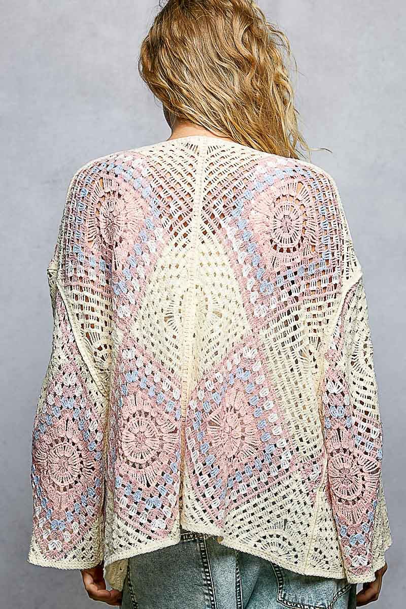 POL 3/4 sleeve roomy fit open style cardigan - Blush & Cactus