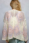 POL 3/4 sleeve roomy fit open style cardigan - Blush & Cactus