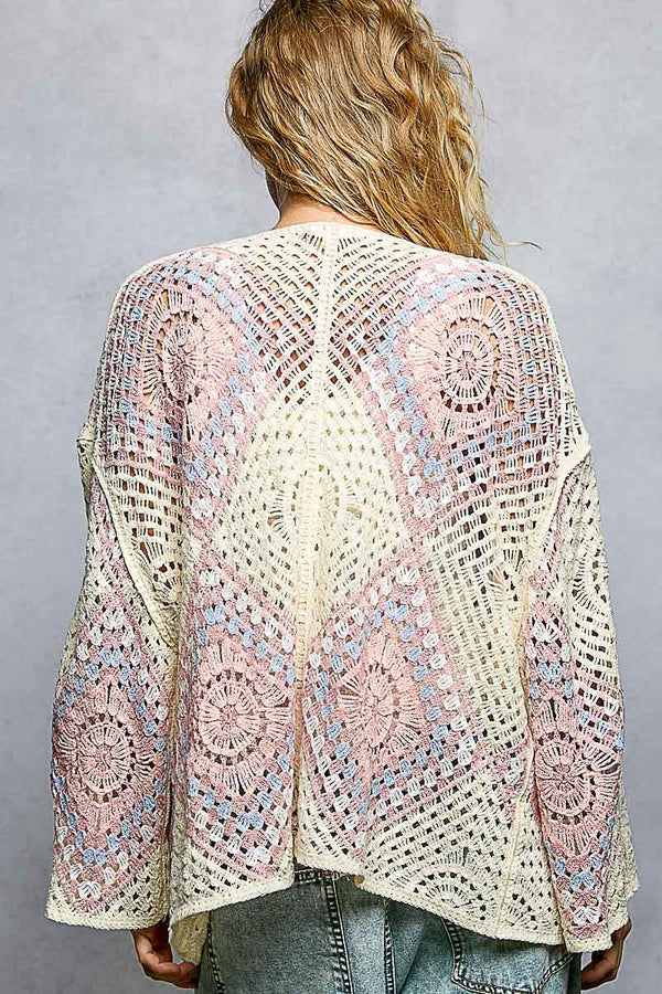 POL 3/4 sleeve roomy fit open style cardigan - Blush & Cactus