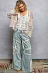POL 3/4 sleeve roomy fit open style cardigan - Blush & Cactus