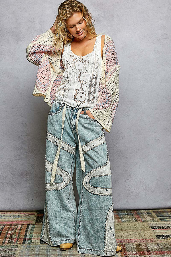 POL 3/4 sleeve roomy fit open style cardigan - Blush & Cactus