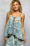 POL Round neck Sleeveless Top - Blush & Cactus
