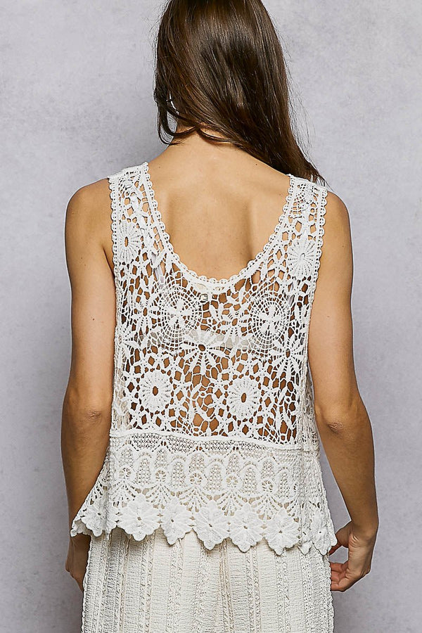 POL round - neck sleeveless top - Blush & Cactus