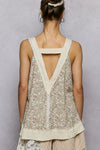 POL V - neck sleeveless regular - fit printed rib patches - Blush & Cactus