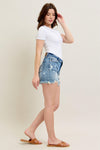 Judy Blue HW Star Print Cut Off Destroy Shorts
